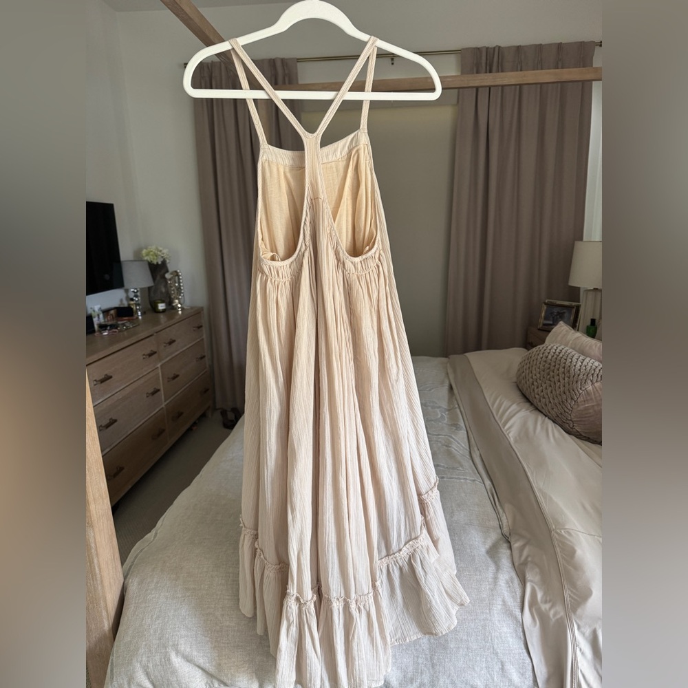 Free People Maxi/Midi Gauze dress (TAN STRIPE)